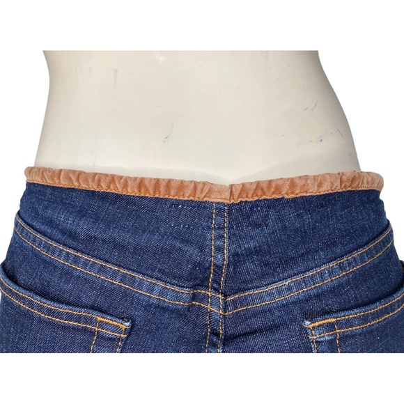 ARDEN B Vintage 90s Dark Denim Wash Brown Suede Trim Hip Hugger Low Rise Jeans - Picture 10 of 13